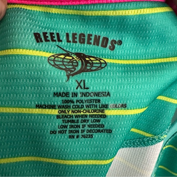 Reel legends Green Striped V-Neck T-Shirt - Picture 4 of 7